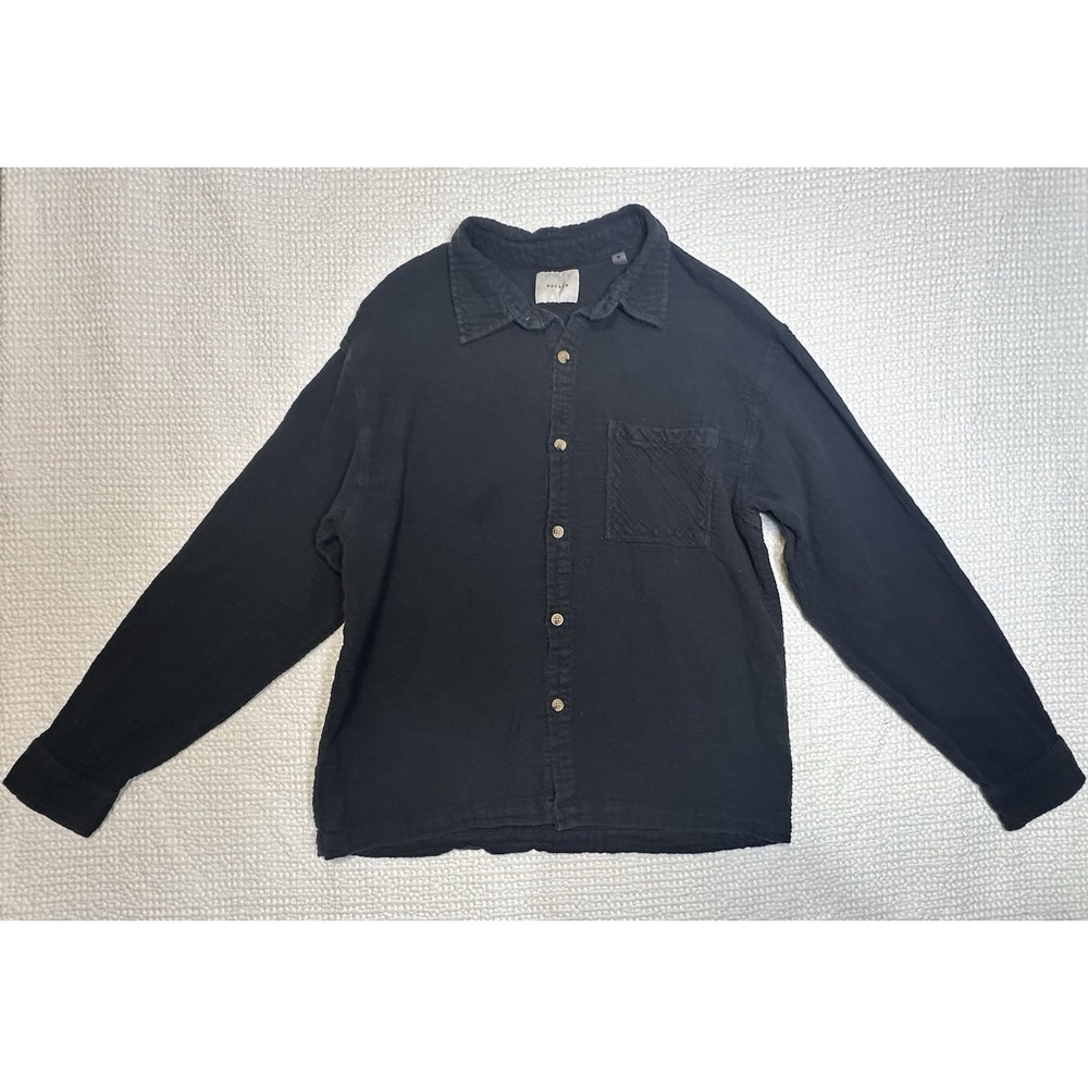 PacSun Los Angeles Men's Medium Black 100% Cotton Textured Button Front Shirt